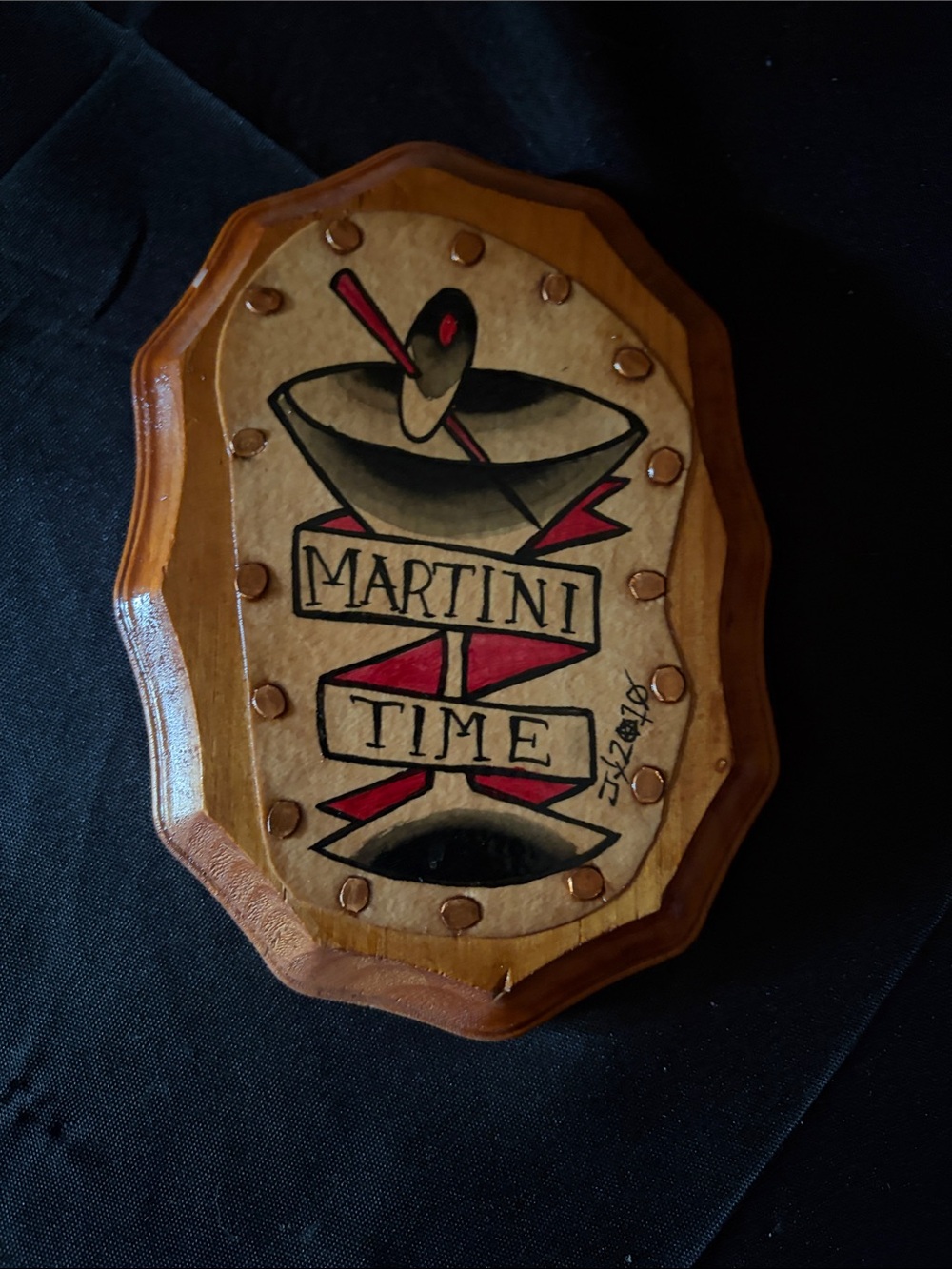 Martini Time Wall Plaque - Red and Black Home Wall Decor